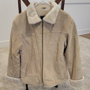 Adler Collection Genuine Leather Shearling Faux Fur Bomber Jacket